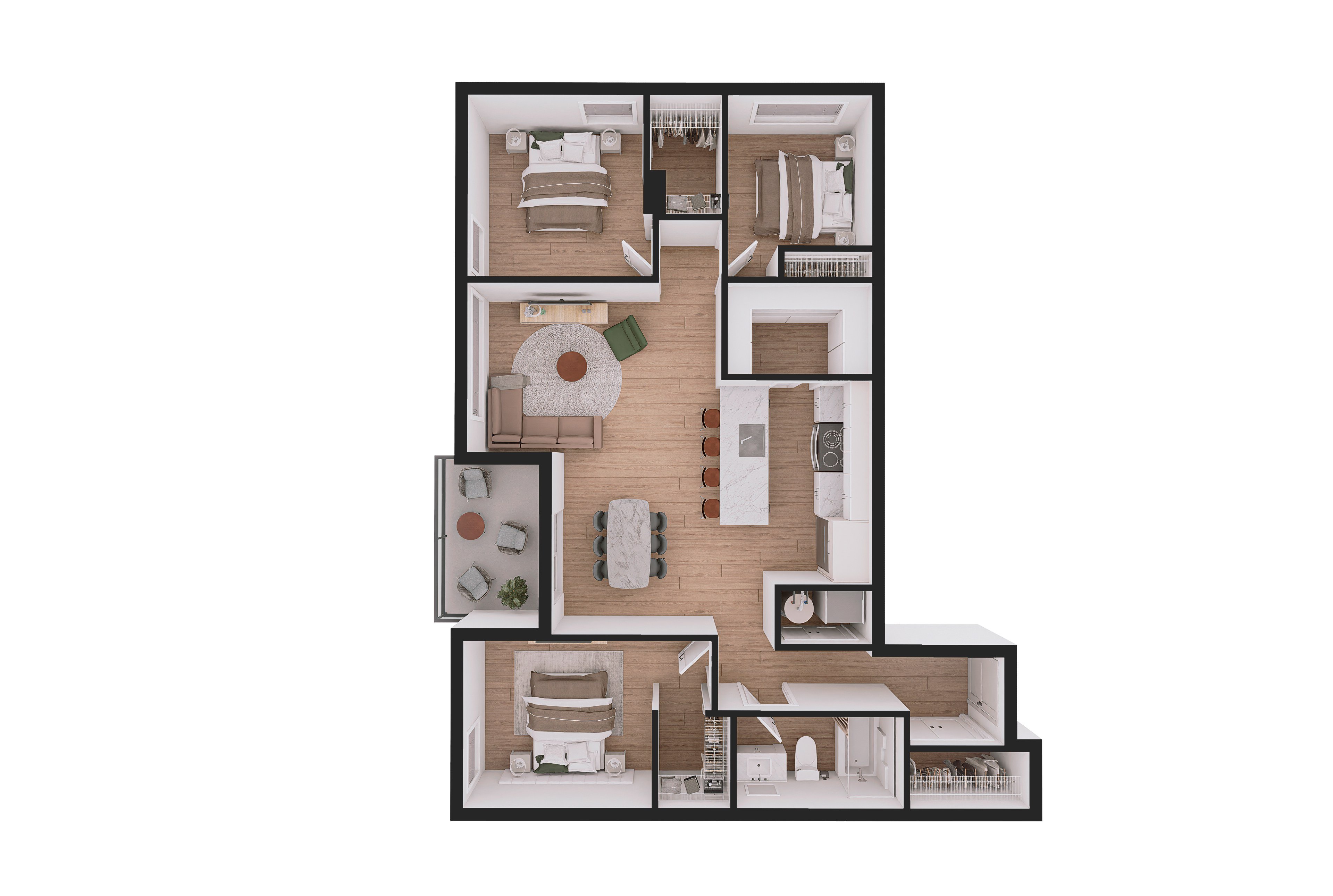Floor plan for 3 beds, 1 bath, 1145 sqft
